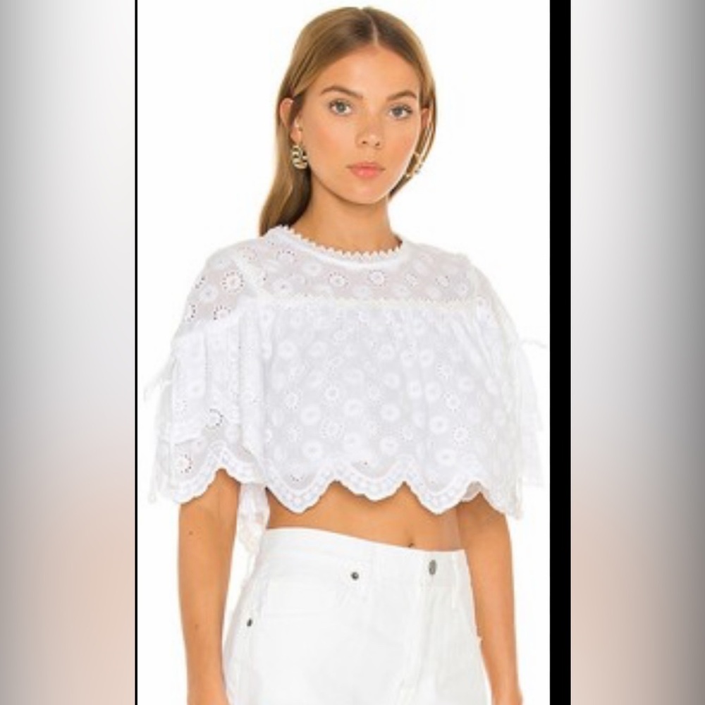 Tularosa White Eyelet Lace Blouse